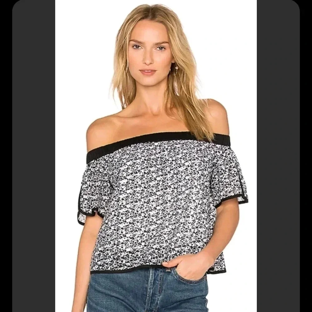 Rag & Bone | Black Floral Flavia Top Sz XXS